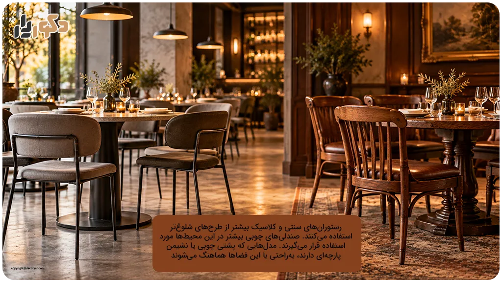 بررسی انواع صندلی رستوران برای فضاهای مدرن و سنتی
