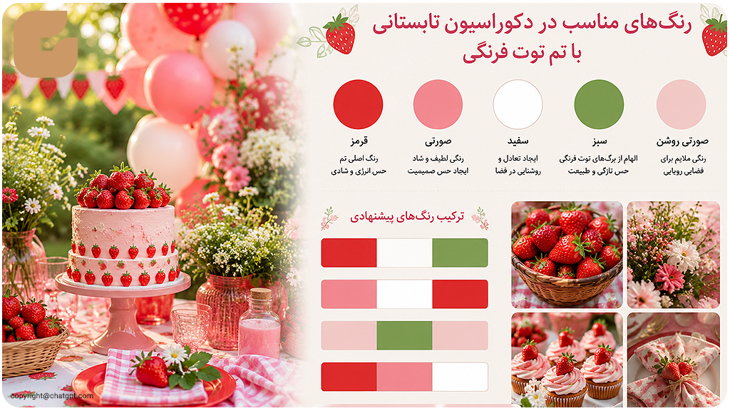 رنگهای مناسب در دکوراسیون تابستانی با تم توت فرنگی